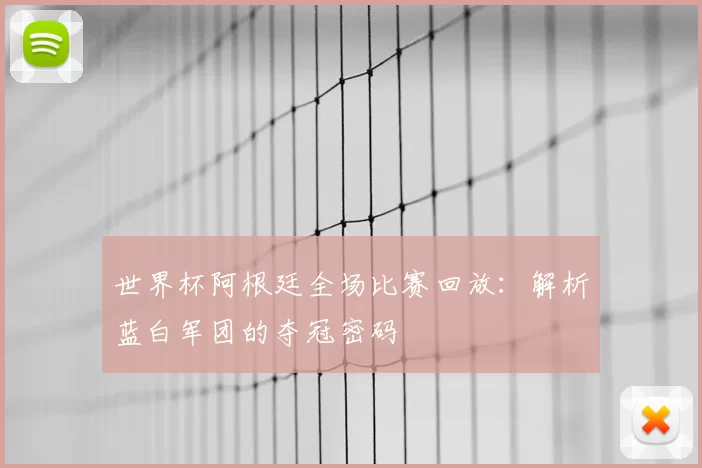 世界杯阿根廷全场比赛回放：解析蓝白军团的夺冠密码